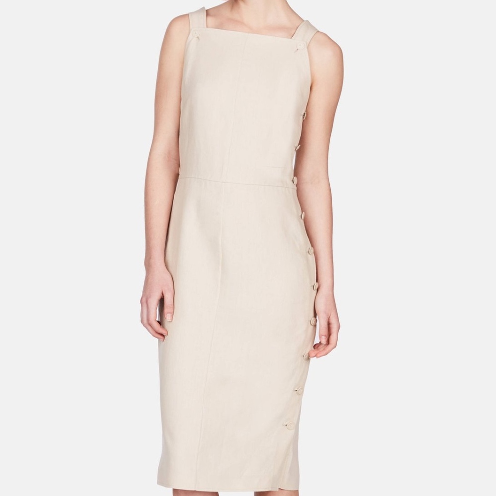 NEW Altuzarra Beige Linen Dress 34 Button Up
